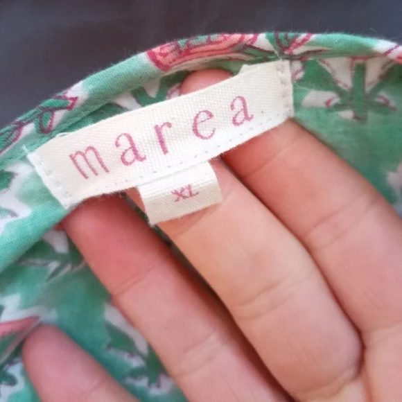 Marea mint green and pink block print balloon sleeve babydoll dress - Picture 7 of 8